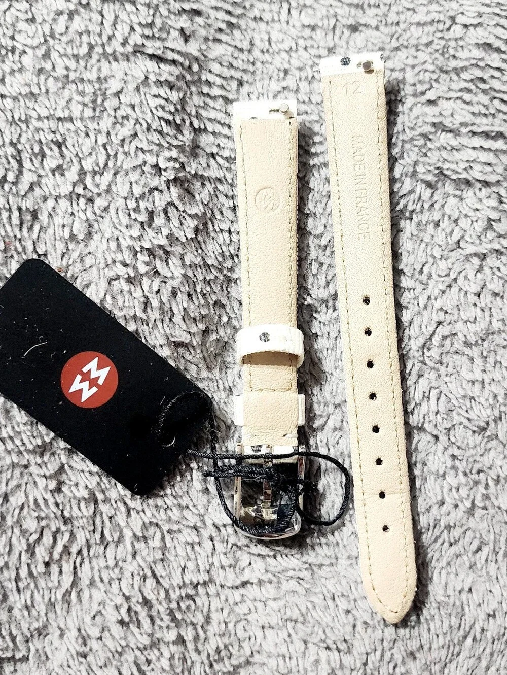 Genuine Michele White Polka Dot Watch Strap - Black Dots